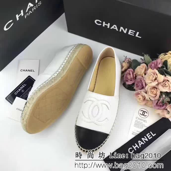 CHANEL香奈兒 彩色羊皮系列 漁夫工藝 白色綿羊皮 女休閒鞋 QZS2325